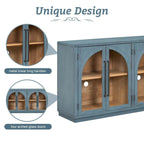 Buffet rétro 4 portes avec grand espace de rangement, poignées métalliques et étagères réglables