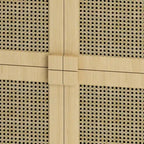 Meuble de Rangement en Rotin 4 Portes, Buffet avec Huit Espaces de Rangement, pour Entrée, Salon, Couloir (Naturel)