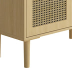 Meuble de Rangement en Rotin 4 Portes, Buffet avec Huit Espaces de Rangement, pour Entrée, Salon, Couloir (Naturel)