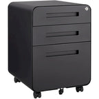 Classeur Mobile à 3 Tiroirs,Armoire Polyvalente,Conception à 5 Roues Anti-Basculement Acier Laminé à Froid Étanche à l'Humidité Noir
