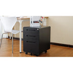 Classeur Mobile à 3 Tiroirs,Armoire Polyvalente,Conception à 5 Roues Anti-Basculement Acier Laminé à Froid Étanche à l'Humidité Noir