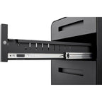 Classeur Mobile à 3 Tiroirs,Armoire Polyvalente,Conception à 5 Roues Anti-Basculement Acier Laminé à Froid Étanche à l'Humidité Noir
