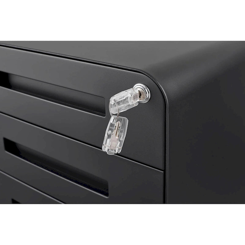 Classeur Mobile à 3 Tiroirs,Armoire Polyvalente,Conception à 5 Roues Anti-Basculement Acier Laminé à Froid Étanche à l'Humidité Noir