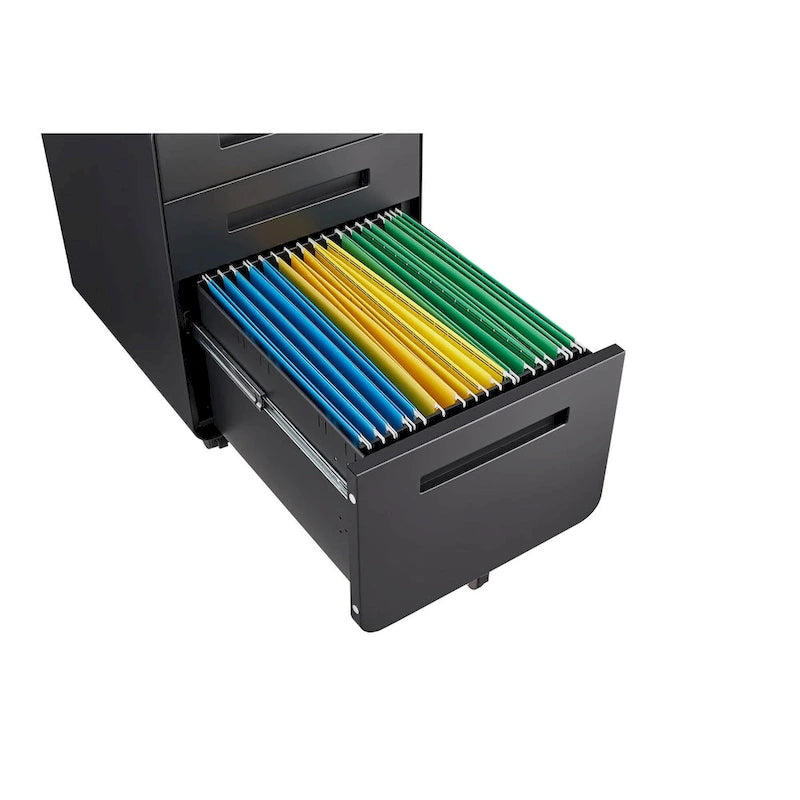Classeur Mobile à 3 Tiroirs,Armoire Polyvalente,Conception à 5 Roues Anti-Basculement Acier Laminé à Froid Étanche à l'Humidité Noir