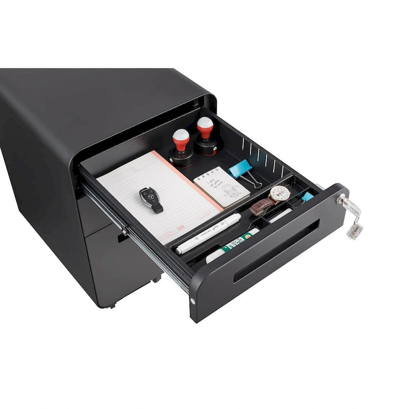 Classeur Mobile à 3 Tiroirs,Armoire Polyvalente,Conception à 5 Roues Anti-Basculement Acier Laminé à Froid Étanche à l'Humidité Noir