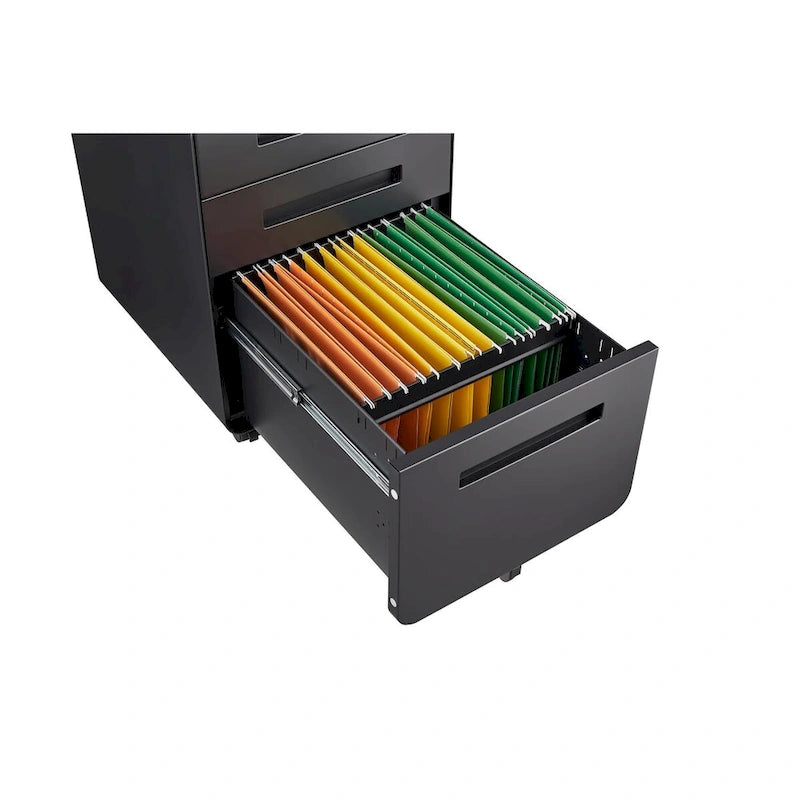 Classeur Mobile à 3 Tiroirs,Armoire Polyvalente,Conception à 5 Roues Anti-Basculement Acier Laminé à Froid Étanche à l'Humidité Noir