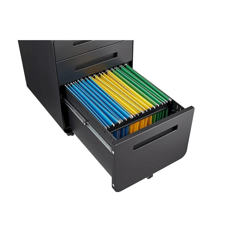 Classeur Mobile à 3 Tiroirs,Armoire Polyvalente,Conception à 5 Roues Anti-Basculement Acier Laminé à Froid Étanche à l'Humidité Noir