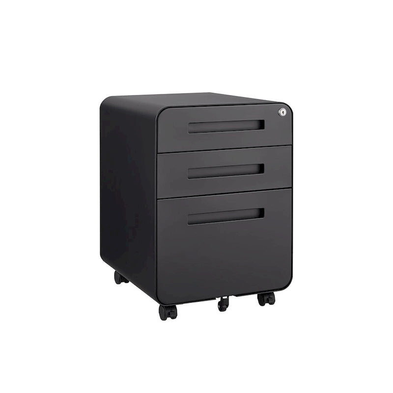 Classeur Mobile à 3 Tiroirs,Armoire Polyvalente,Conception à 5 Roues Anti-Basculement Acier Laminé à Froid Étanche à l'Humidité Noir