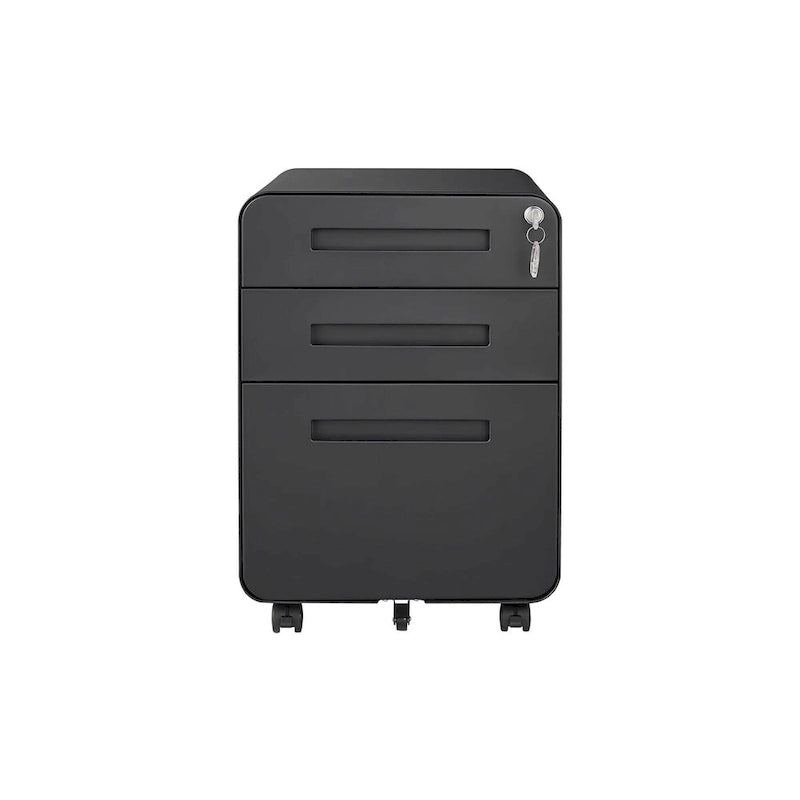 Classeur Mobile à 3 Tiroirs,Armoire Polyvalente,Conception à 5 Roues Anti-Basculement Acier Laminé à Froid Étanche à l'Humidité Noir