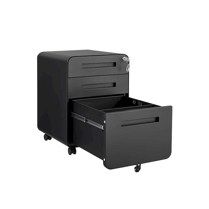 Classeur Mobile à 3 Tiroirs,Armoire Polyvalente,Conception à 5 Roues Anti-Basculement Acier Laminé à Froid Étanche à l'Humidité Noir